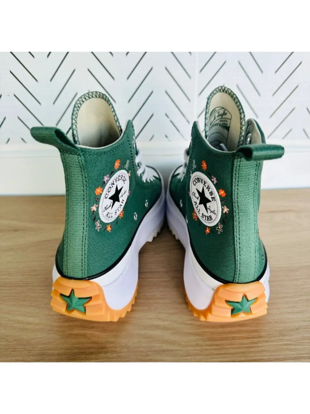 ⭐Converse Run Star Hike Platform Sz 5 Men's Shoes Flowers Green Sneakers A11562C